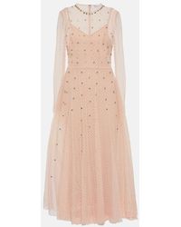 RED Valentino - Embellished Point D'esprit Tulle Midi Dress - Lyst