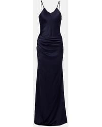 Victoria Beckham - Maxikleid Aus Satin Mit Spitze - Lyst