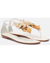Aquazzura - Marea Raffia And Leather Thong Sandals - Lyst