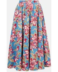 Polo Ralph Lauren - Floral Gathered Cotton Midi Skirt - Lyst
