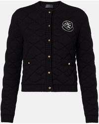 Moncler - Cardigan En Mezcla De Lana Acolchado Con Logo - Lyst