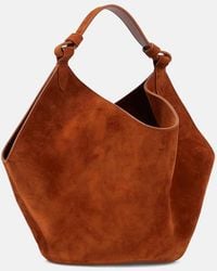 KHAITE - Lotus Mini Suede Tote Bag - Lyst