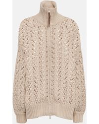 Brunello Cucinelli - Open-knit Wool-blend Cardigan - Lyst
