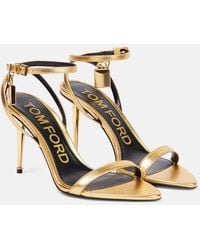 Tom Ford - Sandalen Padlock Aus Metallic-Leder - Lyst