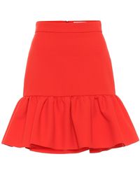 MSGM Ruffled High-rise Cady Miniskirt - Red