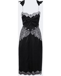 The Attico - Lace-Trimmed Satin Midi Dress - Lyst