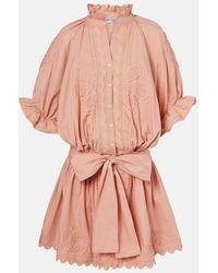 Juliet Dunn - Scalloped Cotton Poplin Minidress - Lyst