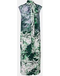 Dries Van Noten - Printed Tie-Neck Midi Dress - Lyst