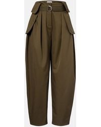 Loewe - Double L Cotton And Silk Barrel-Leg Pants - Lyst