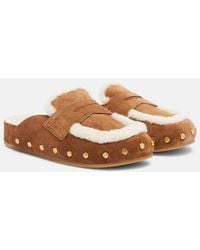 Veronica Beard - Fenix Shearling-Lined Suede Mules - Lyst