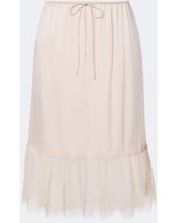 Posse - Blake Lace-Trimmed Silk Satin Midi Skirt - Lyst