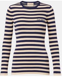 Valentino - Striped Ribbed-Knit Cotton Sweater - Lyst