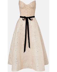 Monique Lhuillier - Belted Embellished Cocktail Dress - Lyst