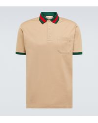 Gucci Web-collar Pique Polo Shirt - Natural