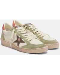 Golden Goose - Ball Star Suede-Trimmed Leather Sneakers - Lyst