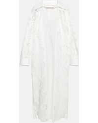Valentino - Embroidered Cotton Midi Dress - Lyst