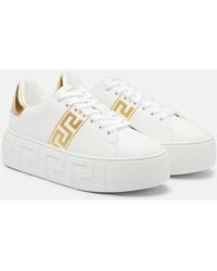 Versace - Greca Embroidered Sneakers - Lyst