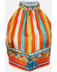 Dolce & Gabbana - Striped Halterneck Silk Top - Lyst