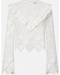 Self-Portrait - Crochet Ruffled Top - Lyst