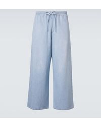 Loewe - Paula's Ibiza Anagram Denim Cropped Wide-Leg Pants - Lyst