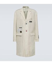Undercover - Applique Pinstripe Wool And Linen Coat - Lyst