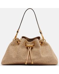 Jimmy Choo - Cinch Small Raffia-Effect Tote Bag - Lyst