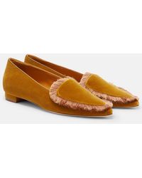 Manolo Blahnik - Agofran Fringed Velvet Loafers - Lyst