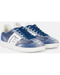 Balmain - Swan Denim Sneakers - Lyst