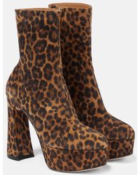 Gianvito Rossi - Leopard-print Suede Platform Ankle Boots - Lyst