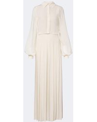 Fendi - Plisse Silk Crepe Maxi Dress - Lyst
