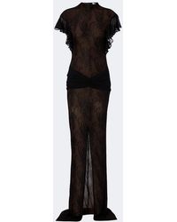 De La Vali - Omero Ruched Lace Maxi Dress - Lyst