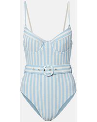 Jonathan Simkhai - Noa Belted Striped Swimsuit - Lyst