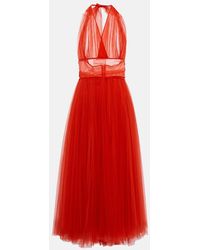 Dolce & Gabbana - Halter-neck Tulle Midi Dress - Lyst