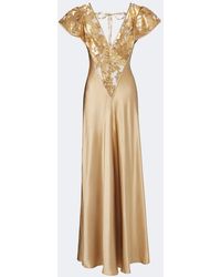 Rodarte - Lace-Trimmed Sequined Silk Satin Gown - Lyst