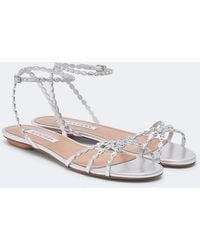 Aquazzura - Love Struck Embellished Leather Sandals - Lyst