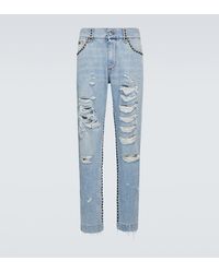 Dolce & Gabbana - Distressed Mid-Rise Straight Jeans - Lyst