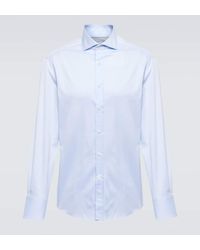 Brunello Cucinelli - Camisa slim en sarga de algodon - Lyst