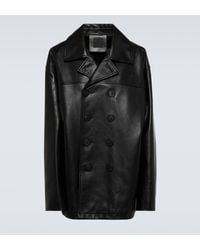 Givenchy - Leather Peacoat - Lyst