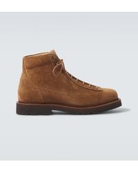 Brunello Cucinelli - Botas Con Cordones De Ante Con Pana - Lyst