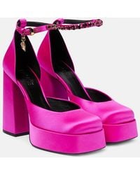 Versace - Medusa Aevitas Satin Crystal-embellished Platform Pumps - Lyst