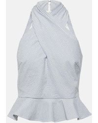 Veronica Beard - Drey Striped Halterneck Cotton Top - Lyst