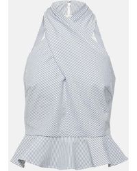 Veronica Beard - Drey Striped Halterneck Cotton Top - Lyst