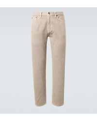 ZEGNA - Leather-Trimmed Cotton Straight Pants - Lyst