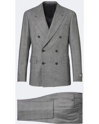 Canali - Checked Double-Breasted Wool Suit - Lyst