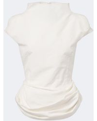 Magda Butrym - Draped Cotton And Silk Top - Lyst