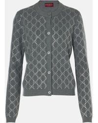 Gucci - Gg Embellished Wool Jacquard Cardigan - Lyst