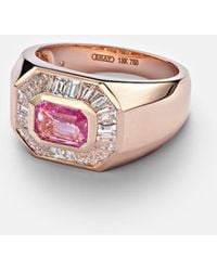 SHAY - Championship 18Kt Rose Ring With Sapphire And Diamonds - Lyst