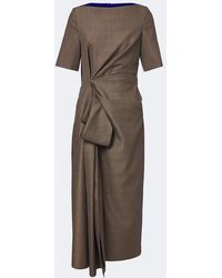 ROKSANDA - Caia Draped Wool Midi Dress - Lyst