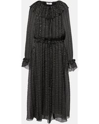 Chloé - Ruffled Gathered Silk-Blend Gown - Lyst