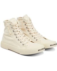 Balenciaga Paris Distressed High-top Sneakers - White